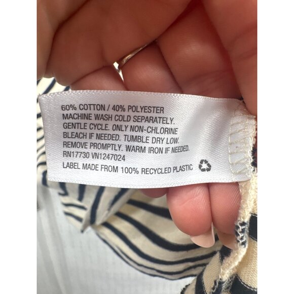 Nili Lotan for Target Womens Top XL Beige/Black Striped Classic Beachy Nautical - Picture 4 of 10